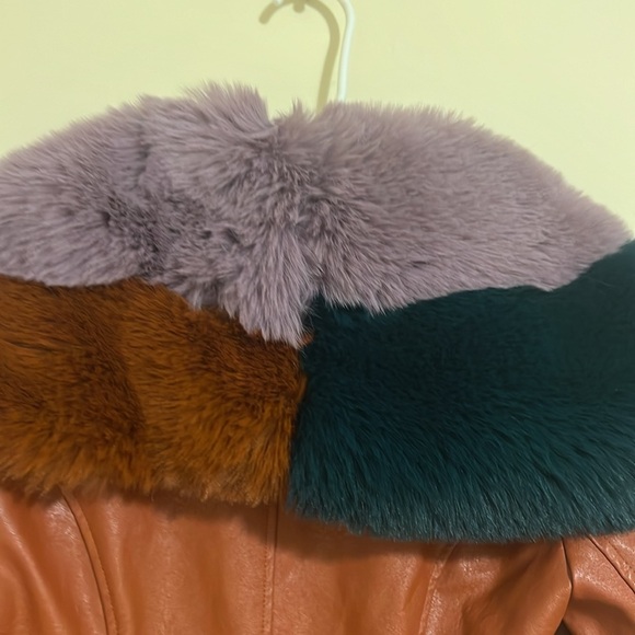 Hutch Anthropologie Bowie Faux Fur Coat Jacket in orange size XXS NWOT - Picture 5 of 11